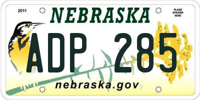 NE license plate ADP285