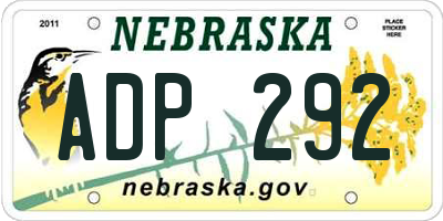 NE license plate ADP292