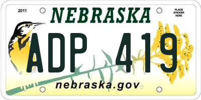 NE license plate ADP419