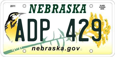 NE license plate ADP429