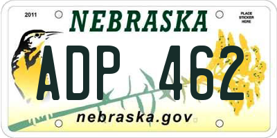 NE license plate ADP462