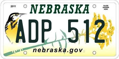 NE license plate ADP512