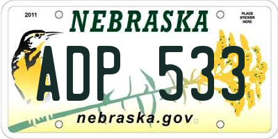 NE license plate ADP533