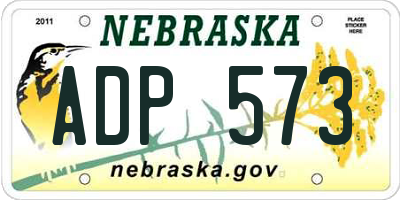 NE license plate ADP573