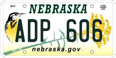 NE license plate ADP606