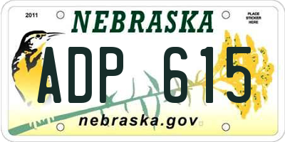 NE license plate ADP615