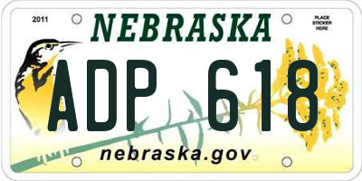 NE license plate ADP618