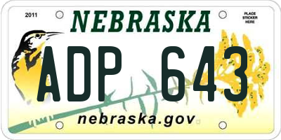 NE license plate ADP643