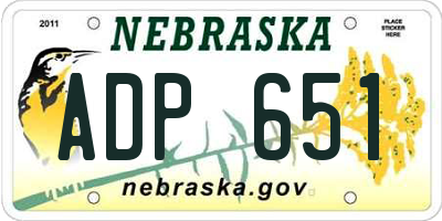 NE license plate ADP651
