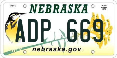 NE license plate ADP669