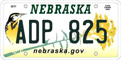 NE license plate ADP825