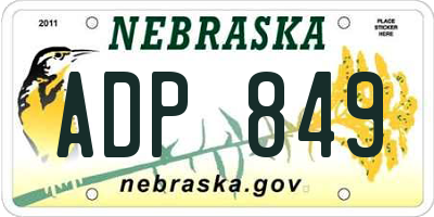 NE license plate ADP849
