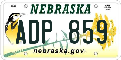 NE license plate ADP859