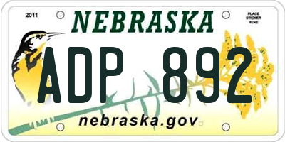 NE license plate ADP892
