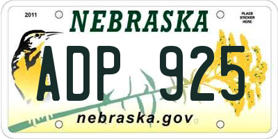 NE license plate ADP925