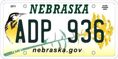 NE license plate ADP936