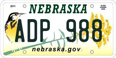NE license plate ADP988