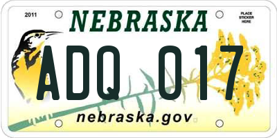 NE license plate ADQ017