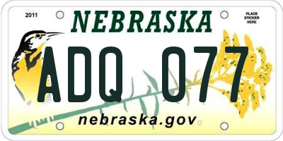 NE license plate ADQ077