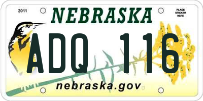 NE license plate ADQ116