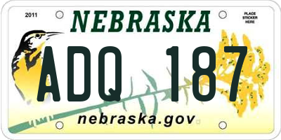 NE license plate ADQ187