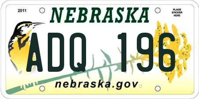 NE license plate ADQ196