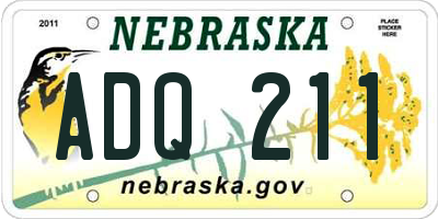 NE license plate ADQ211