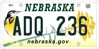 NE license plate ADQ236