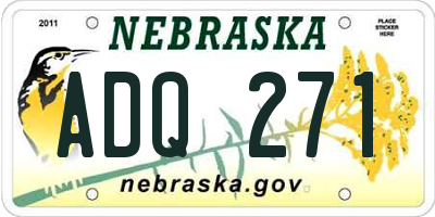NE license plate ADQ271
