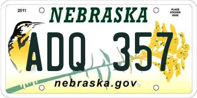 NE license plate ADQ357