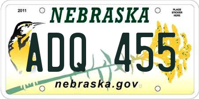 NE license plate ADQ455