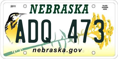 NE license plate ADQ473