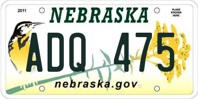 NE license plate ADQ475