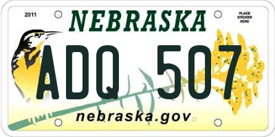 NE license plate ADQ507