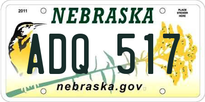 NE license plate ADQ517