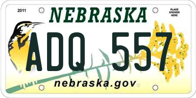 NE license plate ADQ557