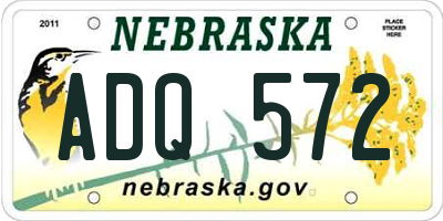 NE license plate ADQ572