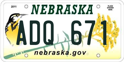 NE license plate ADQ671