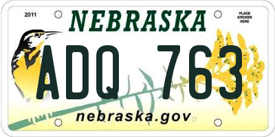 NE license plate ADQ763