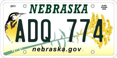 NE license plate ADQ774