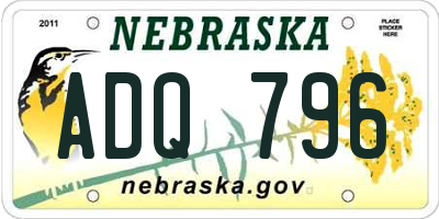 NE license plate ADQ796
