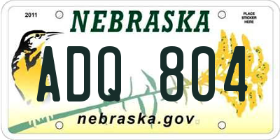 NE license plate ADQ804