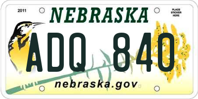 NE license plate ADQ840