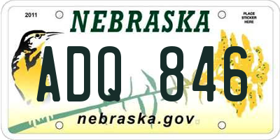 NE license plate ADQ846