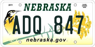 NE license plate ADQ847