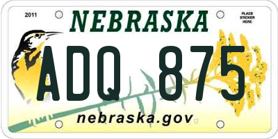 NE license plate ADQ875