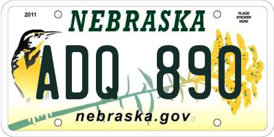 NE license plate ADQ890