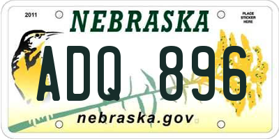 NE license plate ADQ896