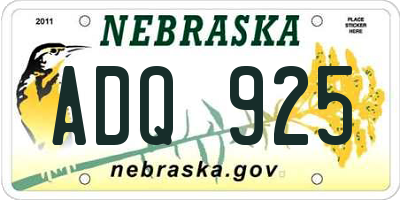 NE license plate ADQ925