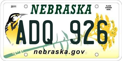 NE license plate ADQ926